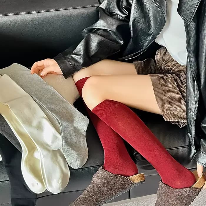 Femme bas haute qualité mode plaine Style japonais genou chaussettes hautes pour femmes respirant longues