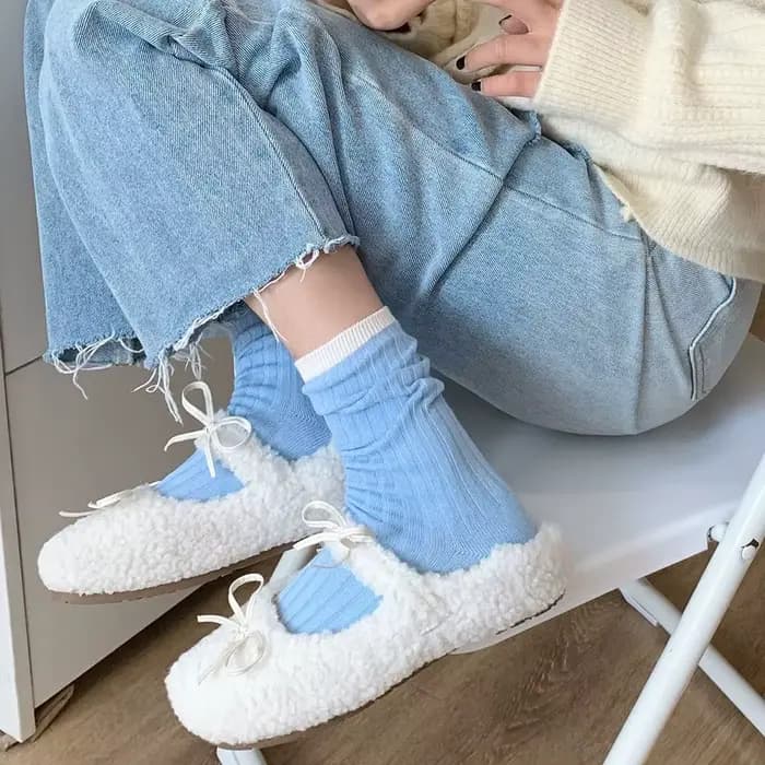Chaussettes mi-tube en coton pour femmes