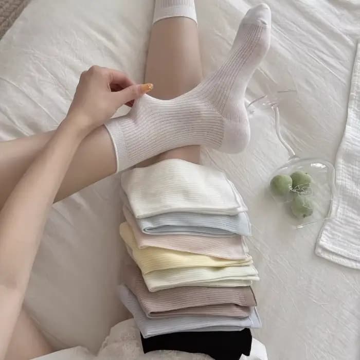 Chaussettes d'été femmes 76% Lyocell soie mince respirant couleur unie