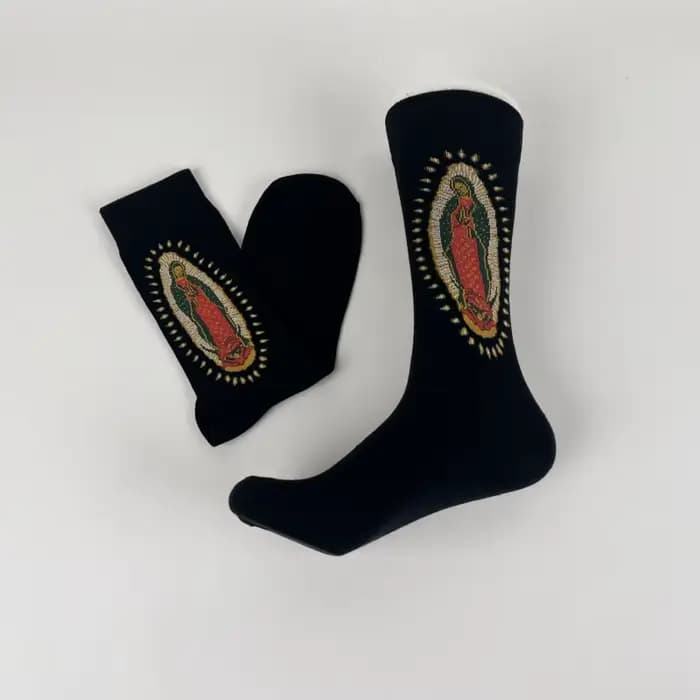 1 paire de chaussettes mi-mollet pour hommes, Portrait à paillettes, mode rue