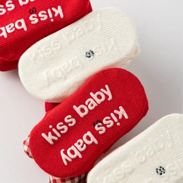 Chaussettes de noël à nœud rouge pour bébé