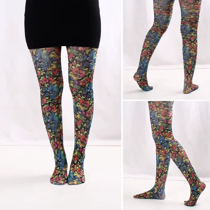 Nouveau Graffiti imprimé collants pour femmes coeurs grille florale rétro