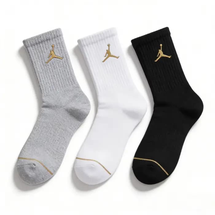 Chaussettes de basket-ball Nike : AJ Jordan Triple Pack Chaussettes mi-mollet pour hommes et femmes – Respirantes et anti-humidité SX5545-915