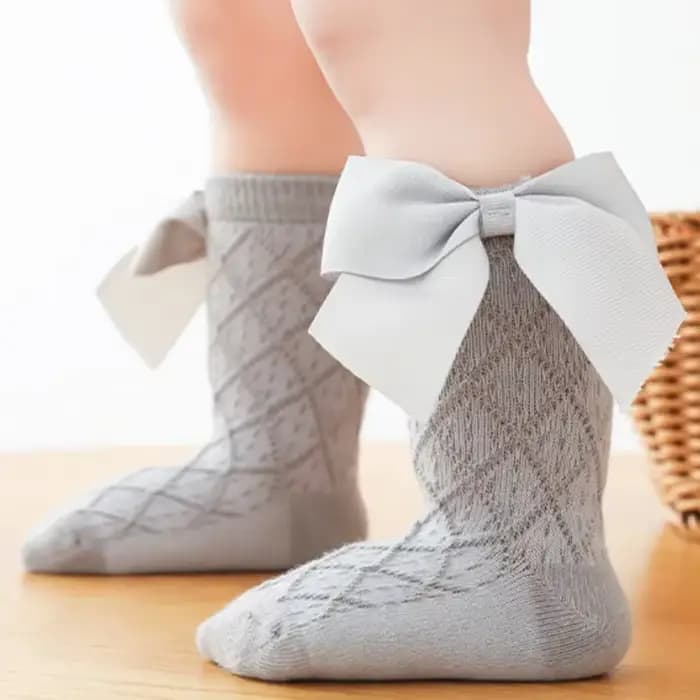 Chaussettes en coton à gros nœud pour filles