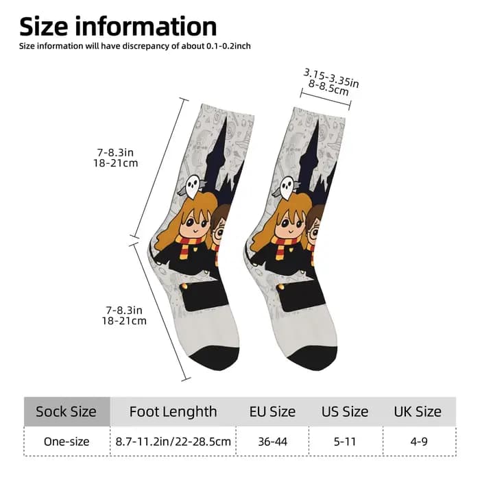 H-harry p-potter bas Kawaii chaussettes femmes hommes