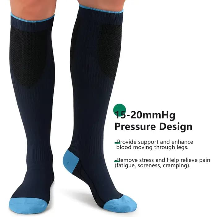 1 paire de chaussettes de compression 20-30 MMHg pour femmes et hommes - Meilleur soutien pour la circulation