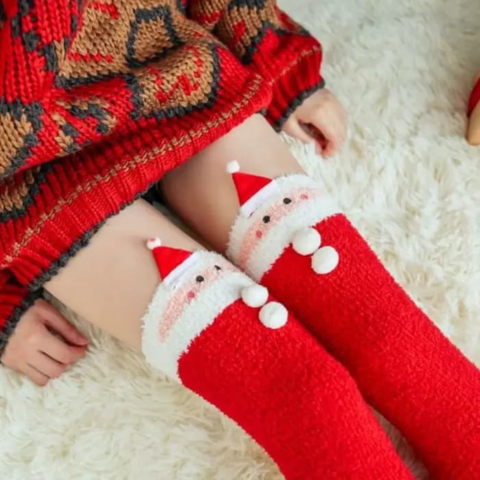 Chaussettes Tube Elk bonhomme de neige femmes nœud père noël corail polaire dames bonneterie coton mollet