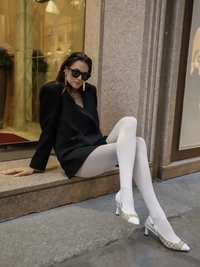 Kave-Collants blancs opaques pour femmes