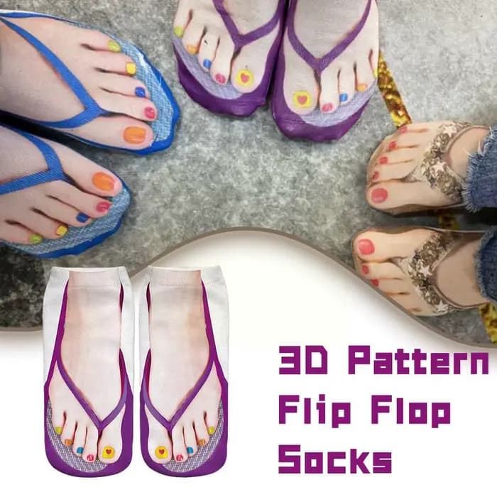 1 paire de chaussettes tongs à motif imprimé en 3D