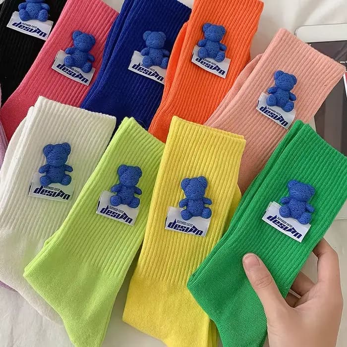 Chaussettes ours bleu Kawaii pour femmes