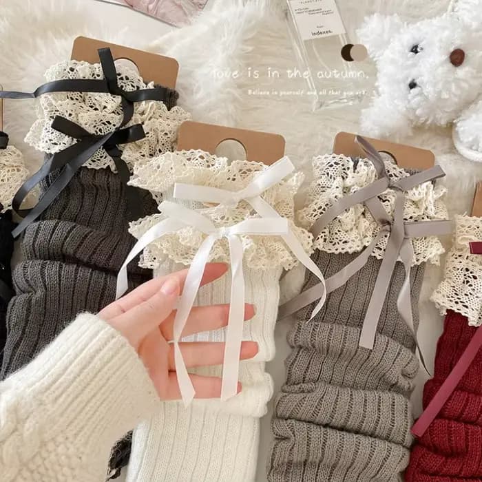Guêtre femmes jambières cheville arc hiver chaud Stretch tricoté thermique dames épais laine manchette bottes chaussettes rouge mollet femme Lolita