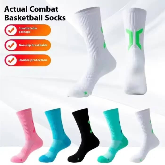 1 paire de chaussettes de sport montantes à manches longues, Support de cheville solide, chaussettes de basket-ball professionnelles pour hommes, chaussettes de Badminton longues respirantes