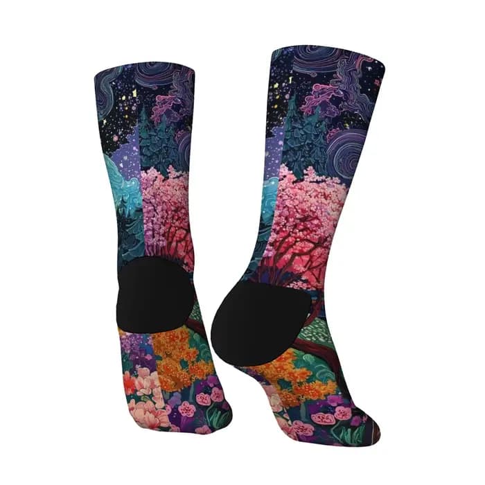 Fantaisie Floral Train hommes chaussettes Harajuku Style rétro décontracté mode sport