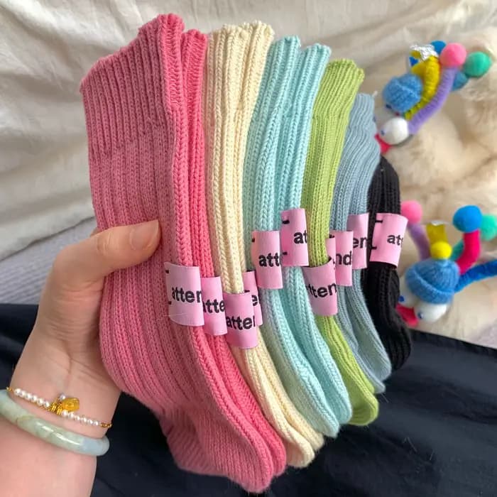 Chaussettes arc-en-ciel en coton pour femmes