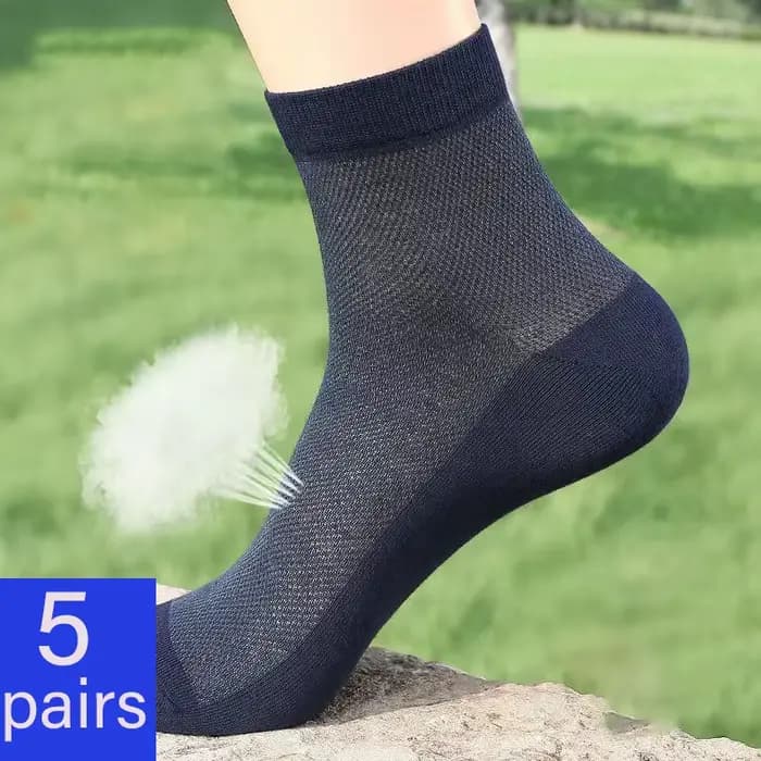 5 paires/lot hommes été maille fine respirant chaussettes Tube moyen grande taille EU38-47 travail affaires décontracté noir blanc chaussette courte