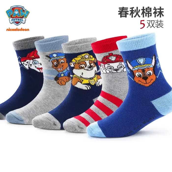 5 paires/lot véritable patte patrouille Chase Skye Ryder bébé garçons filles doux coloré chaussettes pour enfants respirant enfant en bas âge chaussettes chaudes