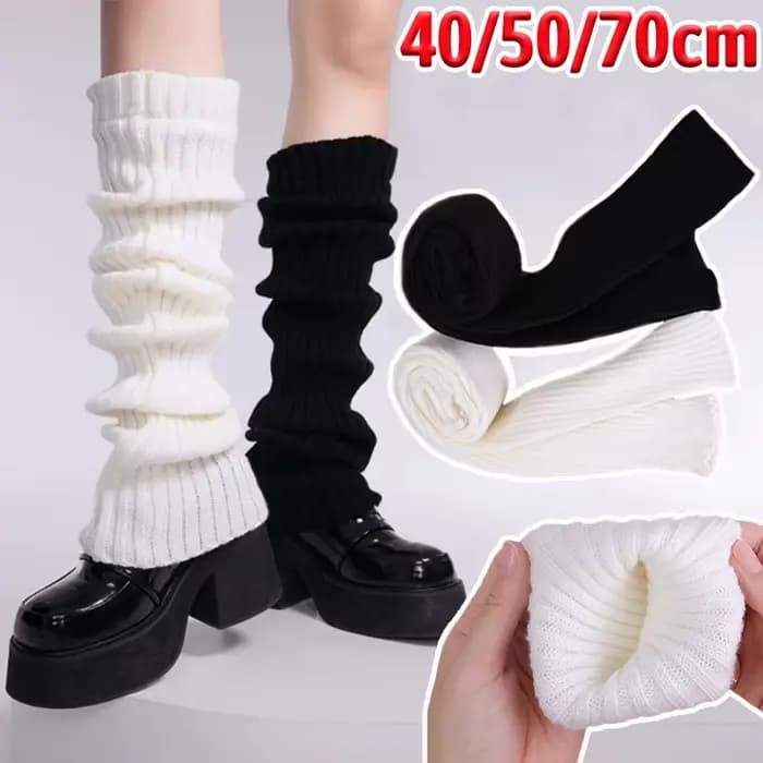 Jambières Lolita pour femme, chaussettes chaudes, couvre-pieds, blanc, noir, chaussettes au crochet pour femme, poignets de botte, 40 cm, 50 cm, 70cm, automne, hiver