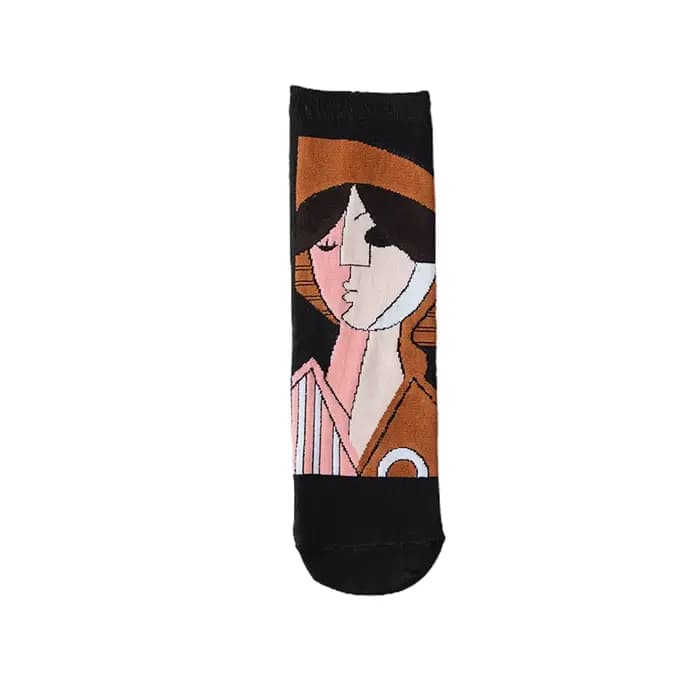 Chaussettes pour femmes Style Picasso créatif à la mode personnalisé Unique dessin animé polyvalent moyen Tube