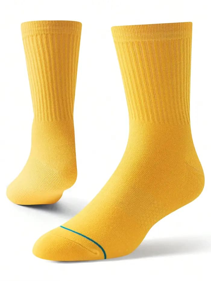 1 paire de chaussettes longues décontractées jaunes pour hommes