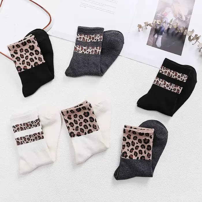 Chaussettes léopard rayées pour femmes
