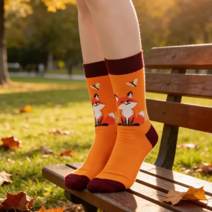 1 paire de chaussettes mignonnes et adorables à motif renard pour hommes et femmes