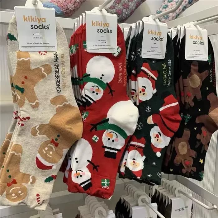 4 paires hommes femmes chaussettes imprimées de noël dessin animé bonhomme de neige pain d'épice homme renne père