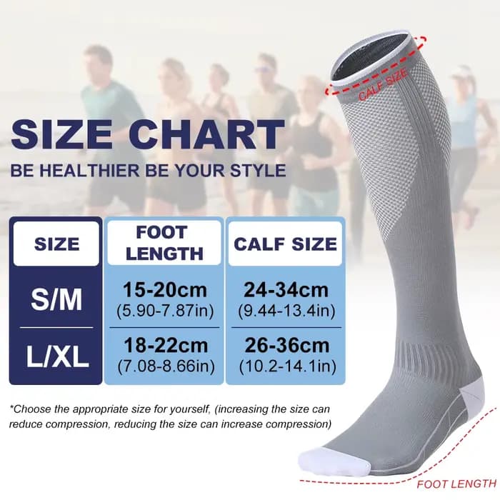 1 paire de chaussettes de Compression graduées pour femmes et hommes