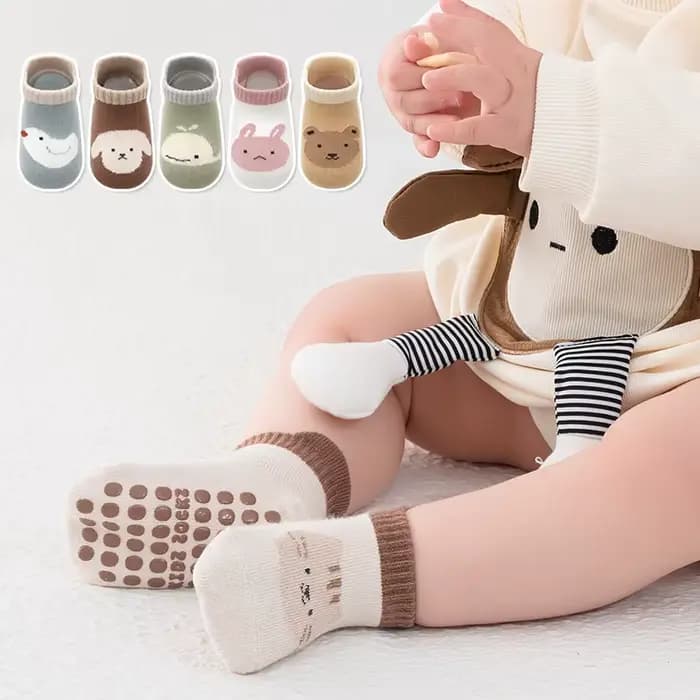 3 paires/lot nouveau-né bébé chaussettes de sol printemps automne coton dessin animé enfants anti-dérapant
