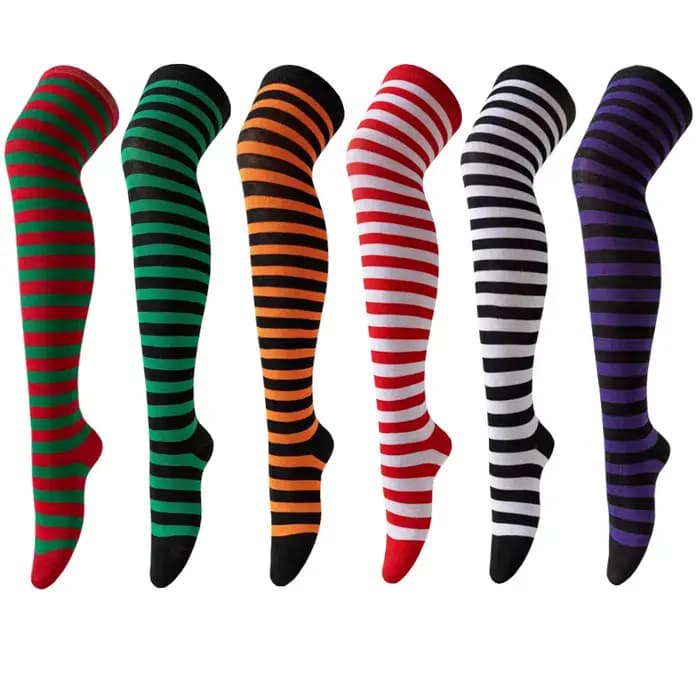 Chaussette loisirs cheville équipage floue rayé dame cuisse haute Halloween noël carnaval fête Performance danse genou 8W124