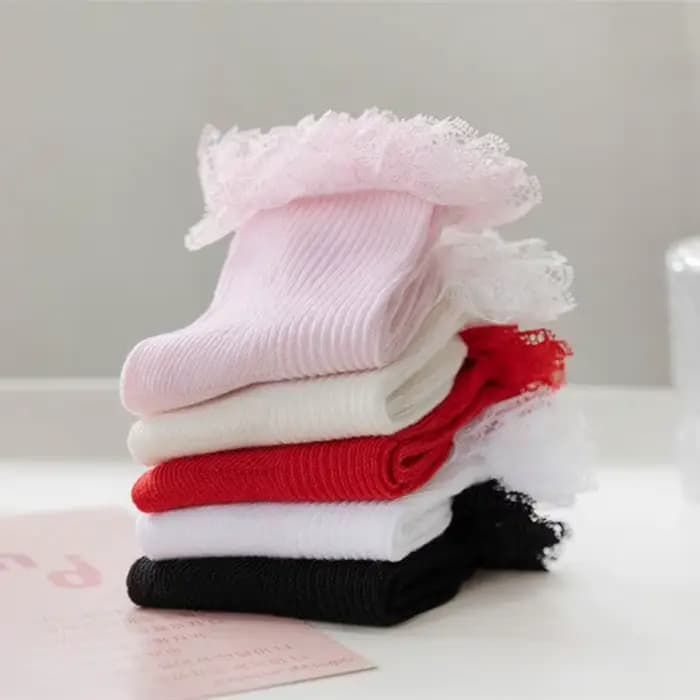 Chaussettes pour bébé fille 0-12 mois 5 paires - Dentelle Princesse Printemps Automne pour tout-petits
