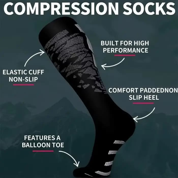 Chaussettes de compression de sport pour hommes pour femmes et hommes-chaussettes de soutien des mollets pour la course à pied infirmières vol grossesse Circulation athlétique