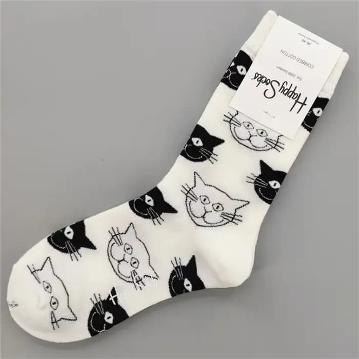 Happy-Chaussettes mi-tube en coton pour femmes