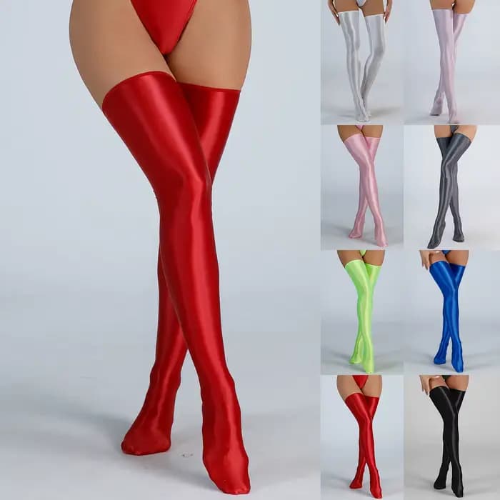 Bas japonais brillants en satin pour femme