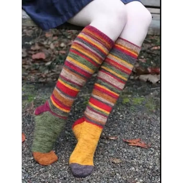 Bas pour femmes à rayures colorées Chaussettes de Noël en coton