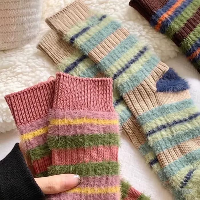 Chaussettes à rayures colorées pour femmes