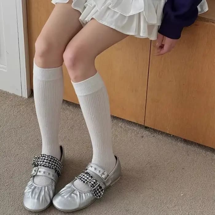 Chaussettes blanches en coton pour femmes