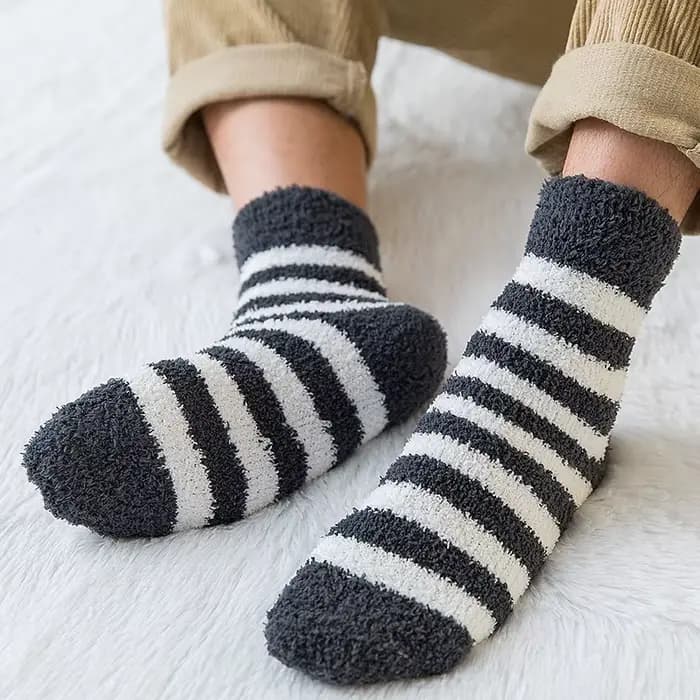 Chaussettes rayées en velours pour hommes