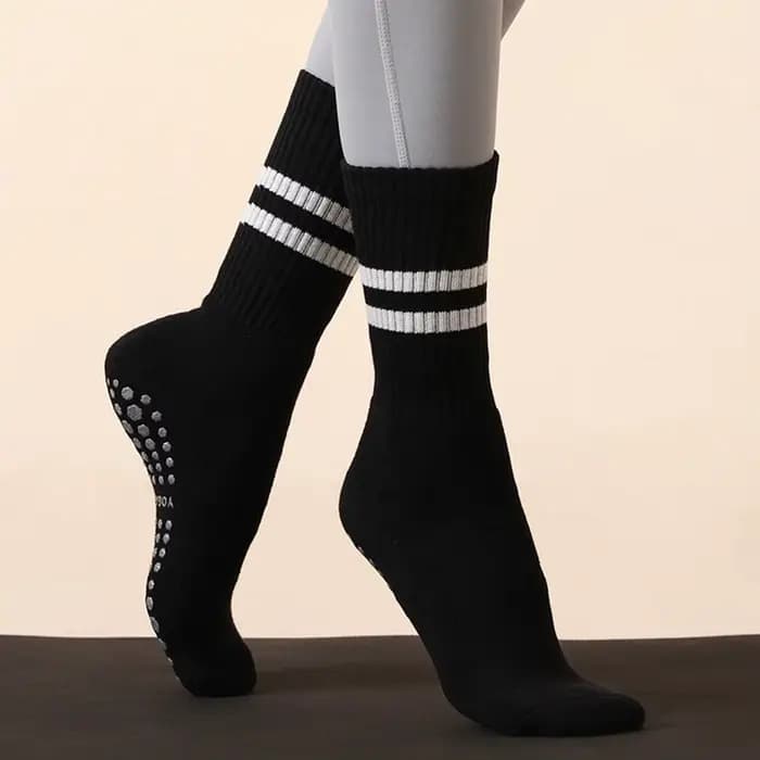 2 paires de chaussettes Pilates pour femmes avec poignées