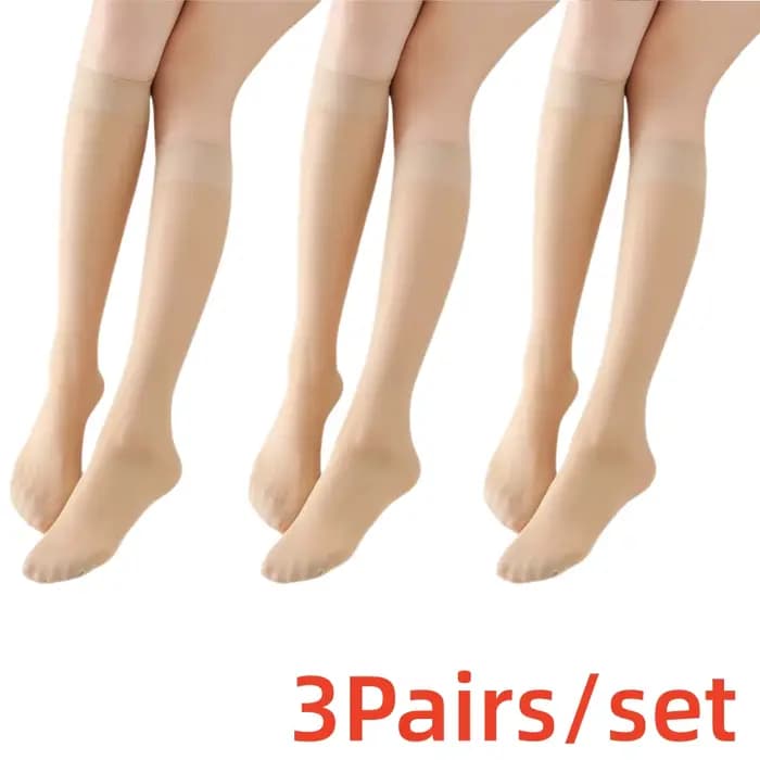 3 paires/lot de chaussettes transparentes en soie pour femmes