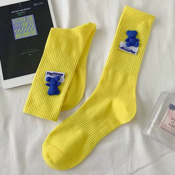 Chaussettes ours bleu Kawaii pour femmes