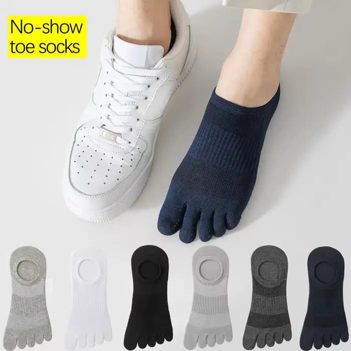 3 ‌   Paires de chaussettes anti-odeur respirantes à 5 orteils pour hommes – Chaussettes d'été en maille de coton fine avec séparateur d'orteils pour l'absorption de la sueur ‌