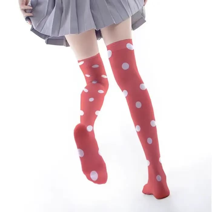 Jeu Osana Najimi Cosplay chaussettes rouges accessoire femmes sur les chaussettes au genou belles bas de noël accessoires d'halloween chaussettes à pois