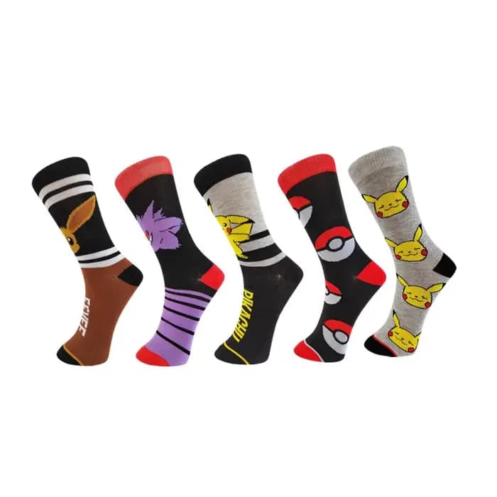 Chaussettes de sport Pokemon Pikachu Gengar Eevee, chaussettes de sport périphériques de dessin animé, fournitures de fête Cosplay, cadeaux Surprise de noël