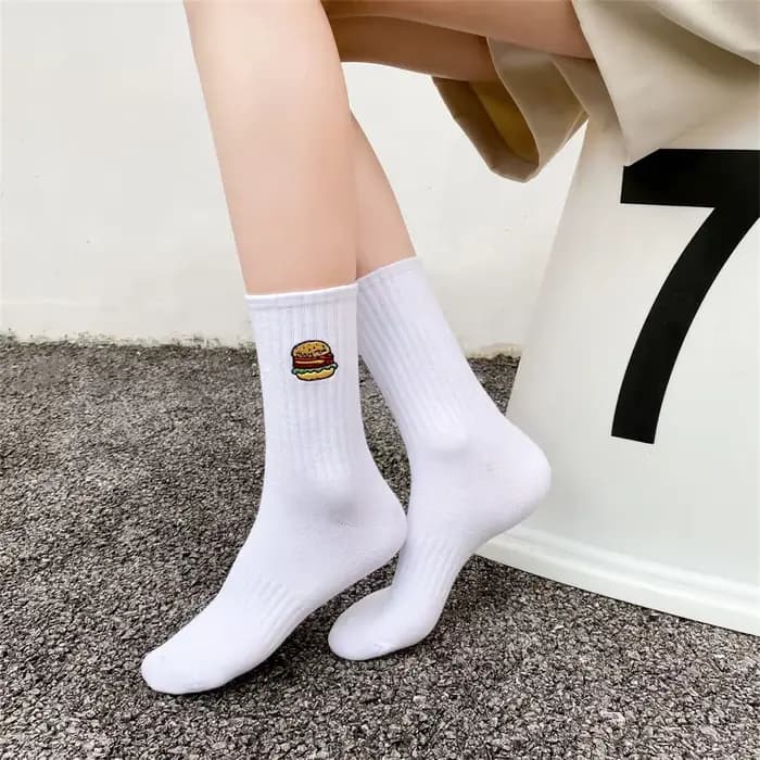 Chaussettes épaisses à motif Hamburger Pizza