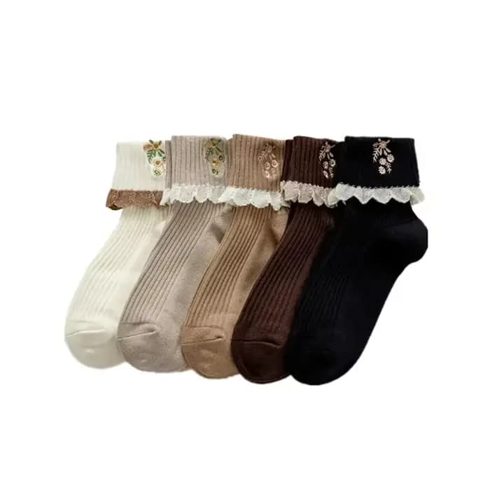 JK Lolita Chaussettes à volants de style japonais pour femmes