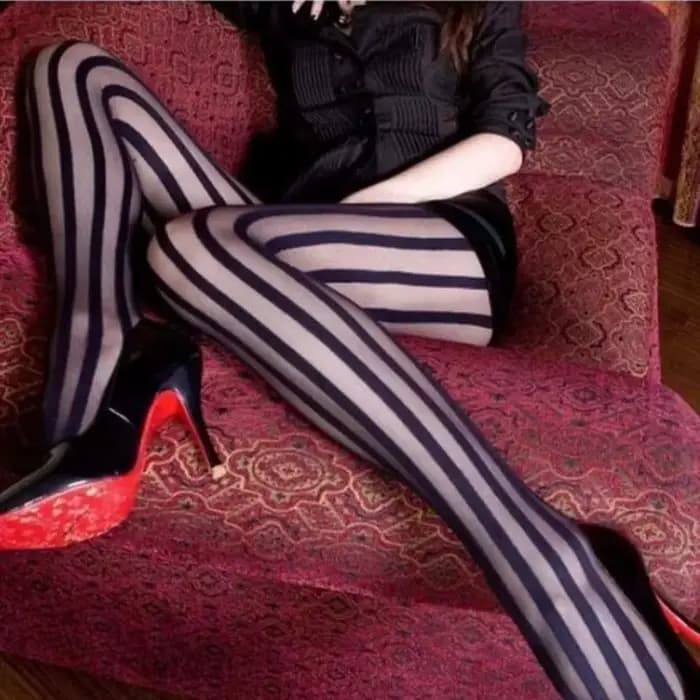 2 paires de collants rayés pour femmes