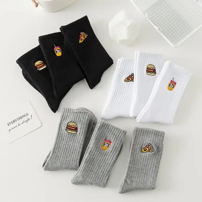 Chaussettes épaisses à motif Hamburger Pizza
