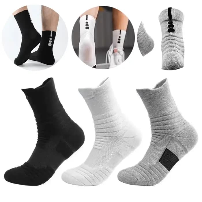 6 paires de chaussettes de compression de basket-ball pour hommes, chaussettes de sport respirantes avec semelle rembourrée, antidérapantes à haute élasticité pour l'entraînement et la course à pied