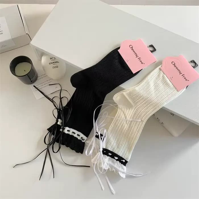Chaussettes à froufrous en coton pour femmes