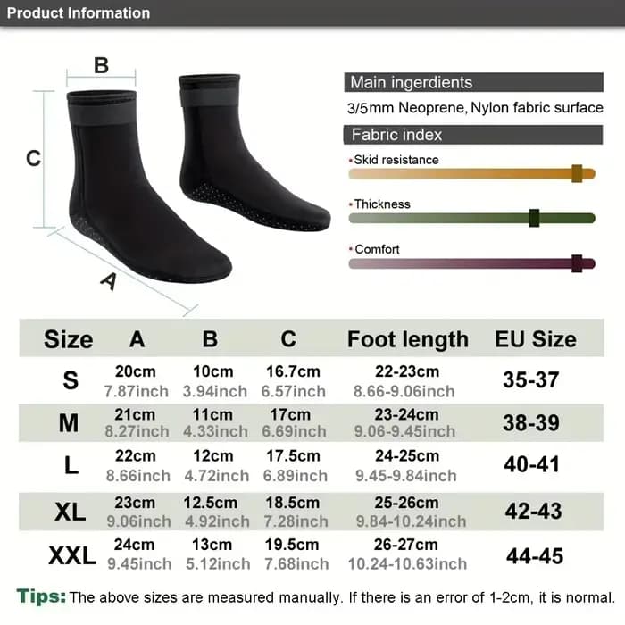 Chaussettes en néoprène 3mm